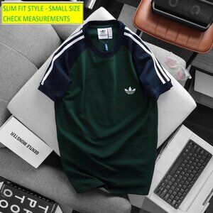 Adidas Classics Original 3 Stripes Tee Shirt Trefoil Retro Men Slim Fit